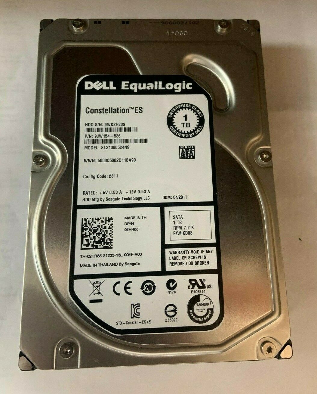 DELL 2HR85 DELL EQUALLOGIC 1TB 7200RPM 3.5 SATA HDD (更新済み